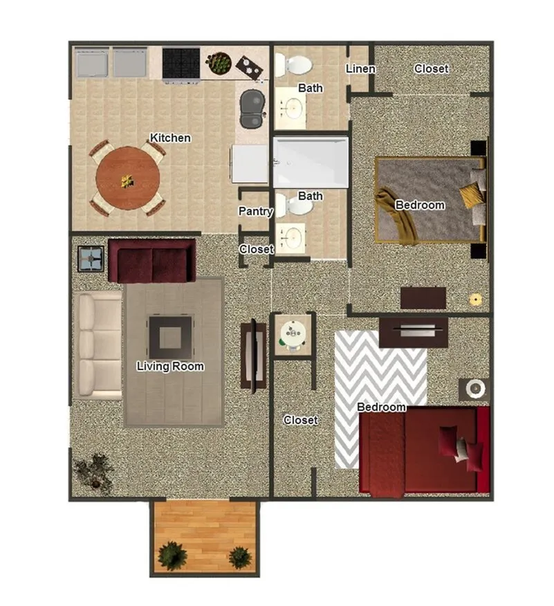 Coves at Yale - Two-Bedroom Floor Plan