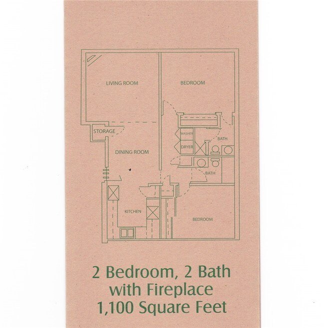 2 bedroom, 2 bath floor plan at Braewood in Murray, UT