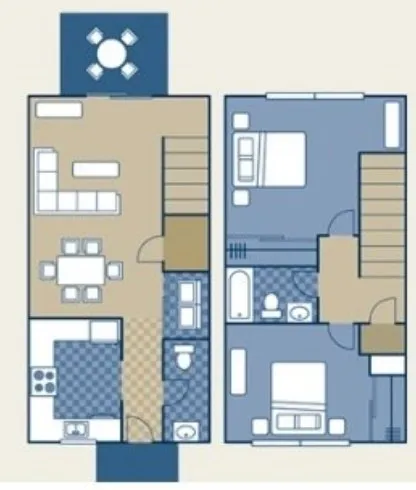 2 bedroom, 1.5 bath floor plan at Collier Village Apartments in Collierville, TN