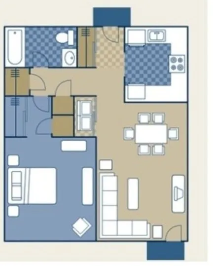 1 bedroom, 1 bath floor plan at Collier Village Apartments in Collierville, TN