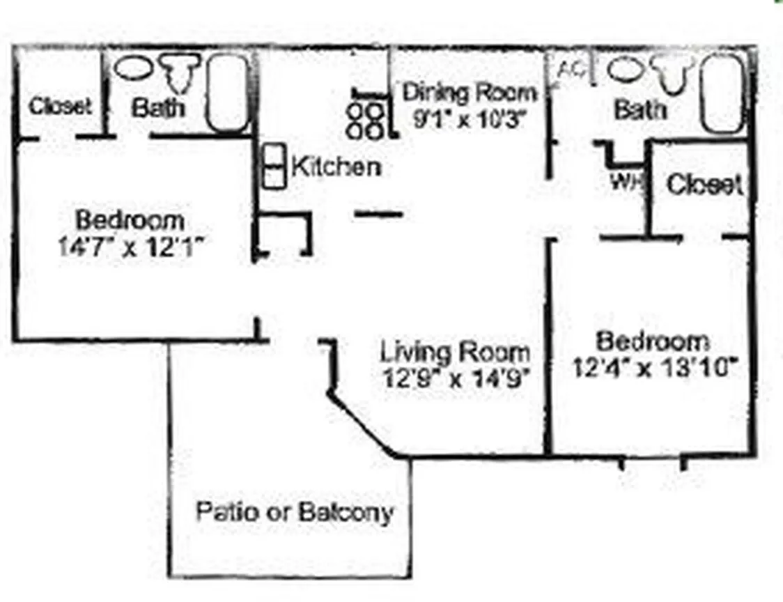 2 bedroom, 2 bath split floor plan at Trails at Northpointe in Jackson, MS