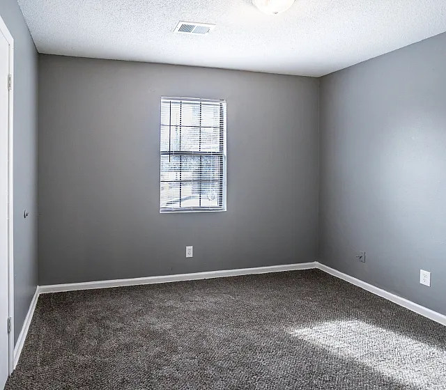 Carpeted bedroom with soft gray walls at Jackson Heights Residential in West Memphis, AR