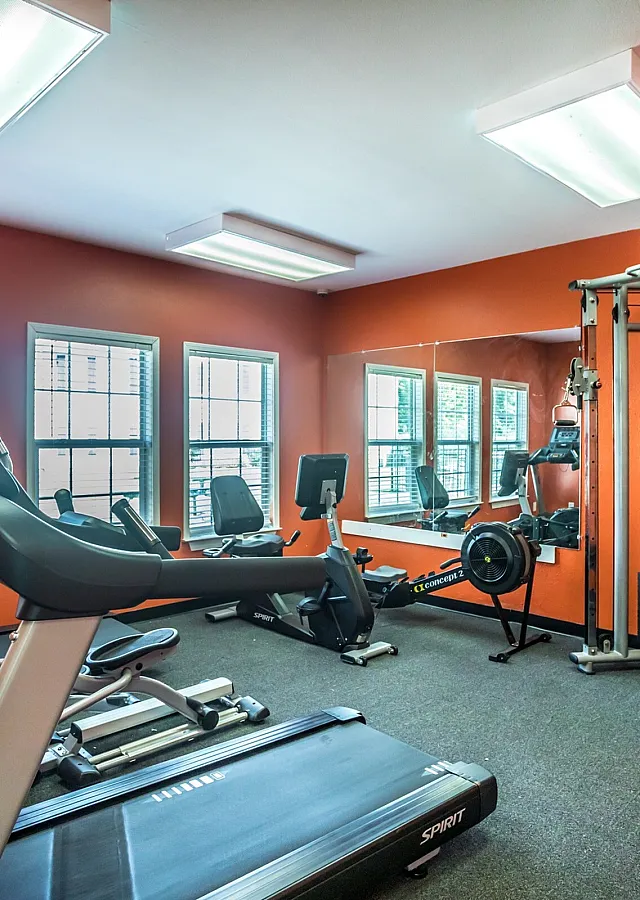 On-site fitness center with cardio machines at Meadows West Memphis Apartments in West Memphis, AR