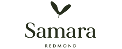 Elegant Samara Redmond logo featuring a minimalist leaf design, conveying sophistication and modernity.