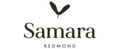 Elegant logo with sophisticated typography, showcasing the name Samara Redmond with a minimalist botanical design above.