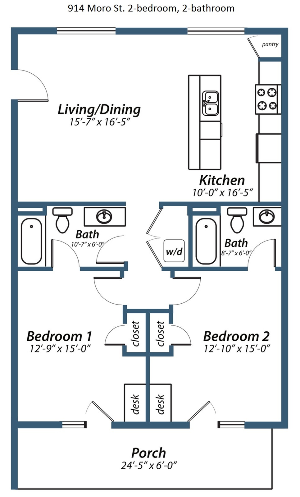 2-bed, 2-bath with patio