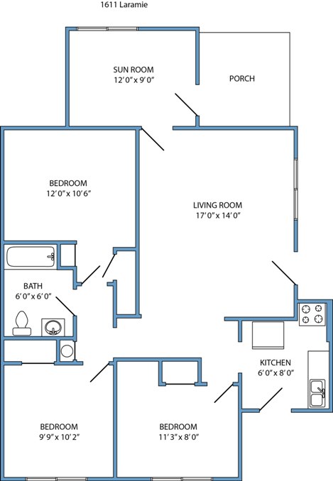 3-bed, 1-bath with balcony