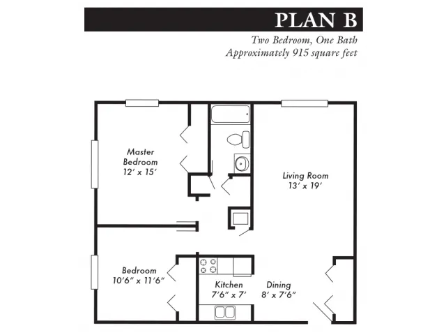 Plan B, 2-bed, 1-bath