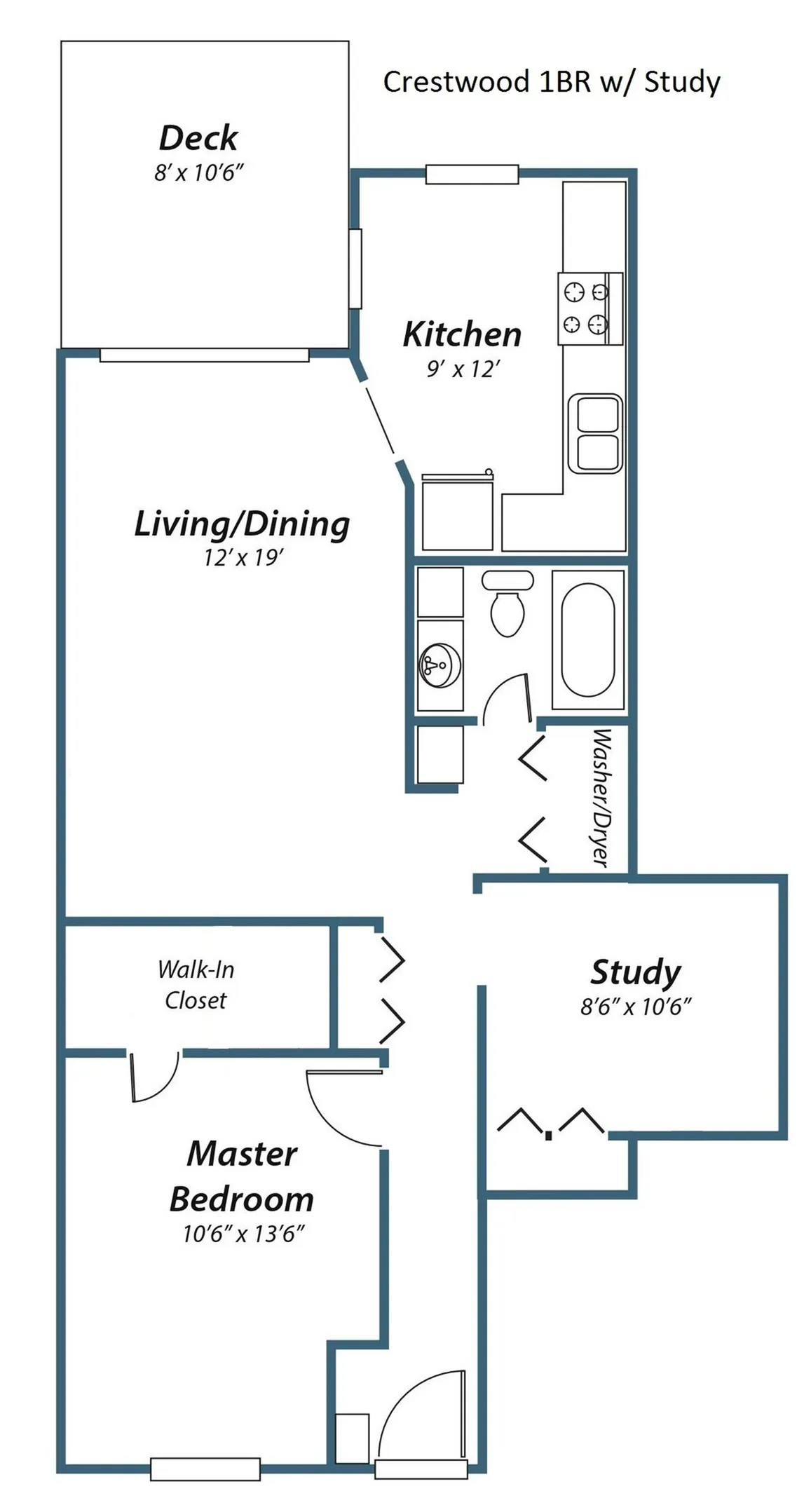 Remodeled 1-bed, 1-bath with study