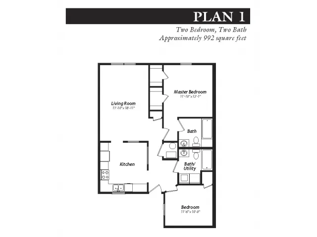 Plan 1, 2-bed, 2-bath
