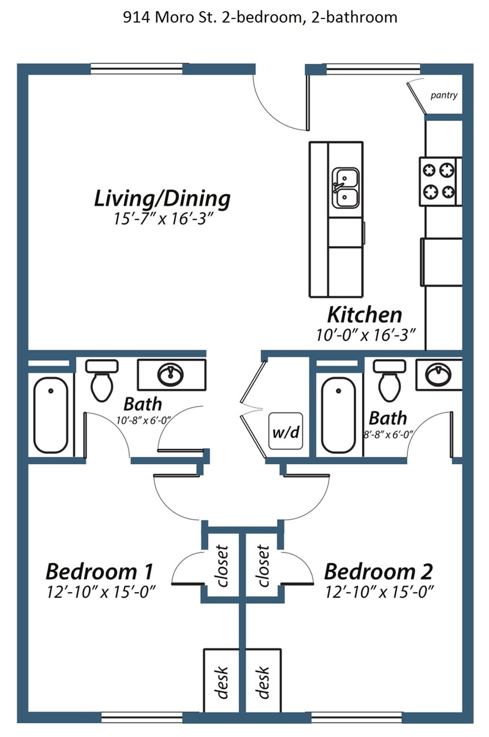 2-bed, 2-bath