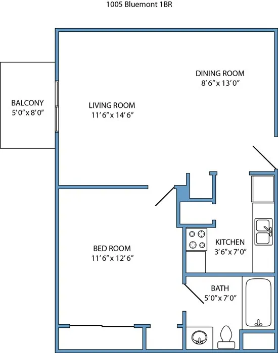 1-bed, 1-bath