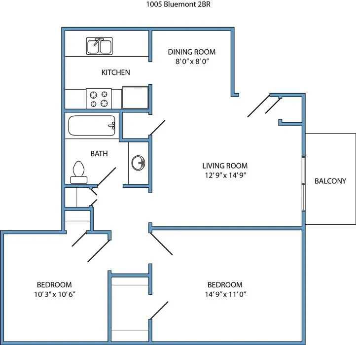 2-bed, 1-bath