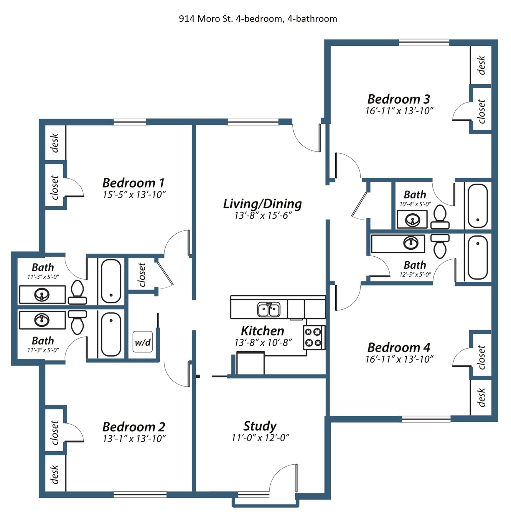 4-bed, 4-bath