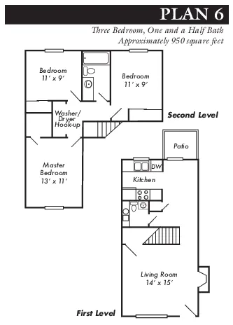 Plan 6 - 3 bed, 1.5 bath townhome