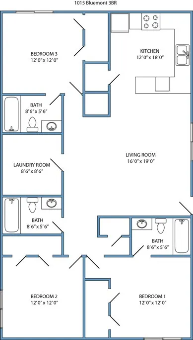 3-bed, 3-bath with washer and dryer
