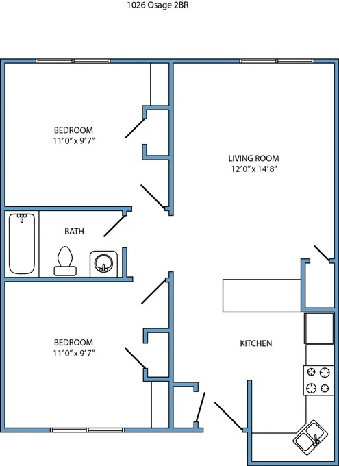 2-bed, 1-bath