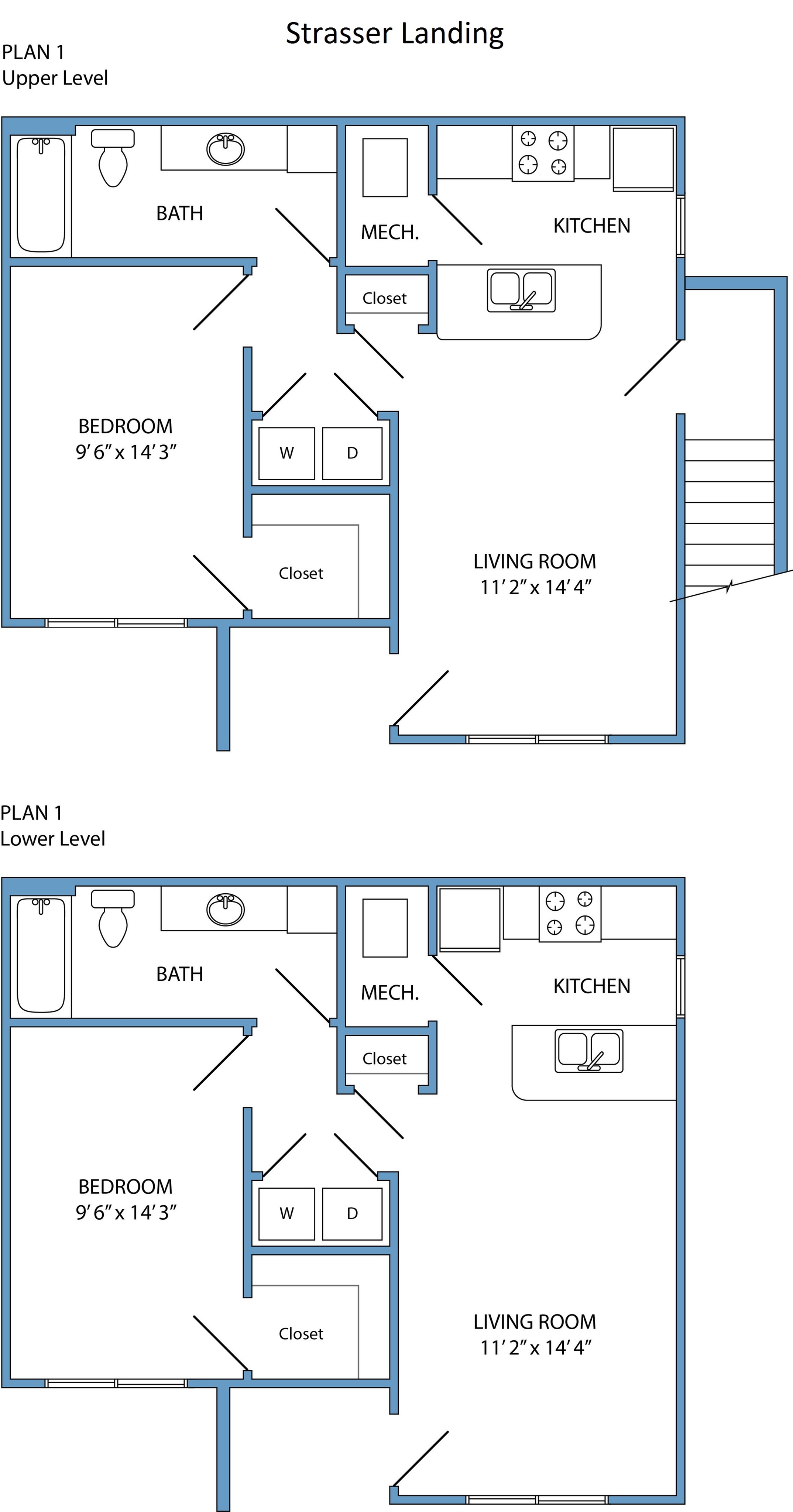 Plan 1 - 1 bed, 1 bath
