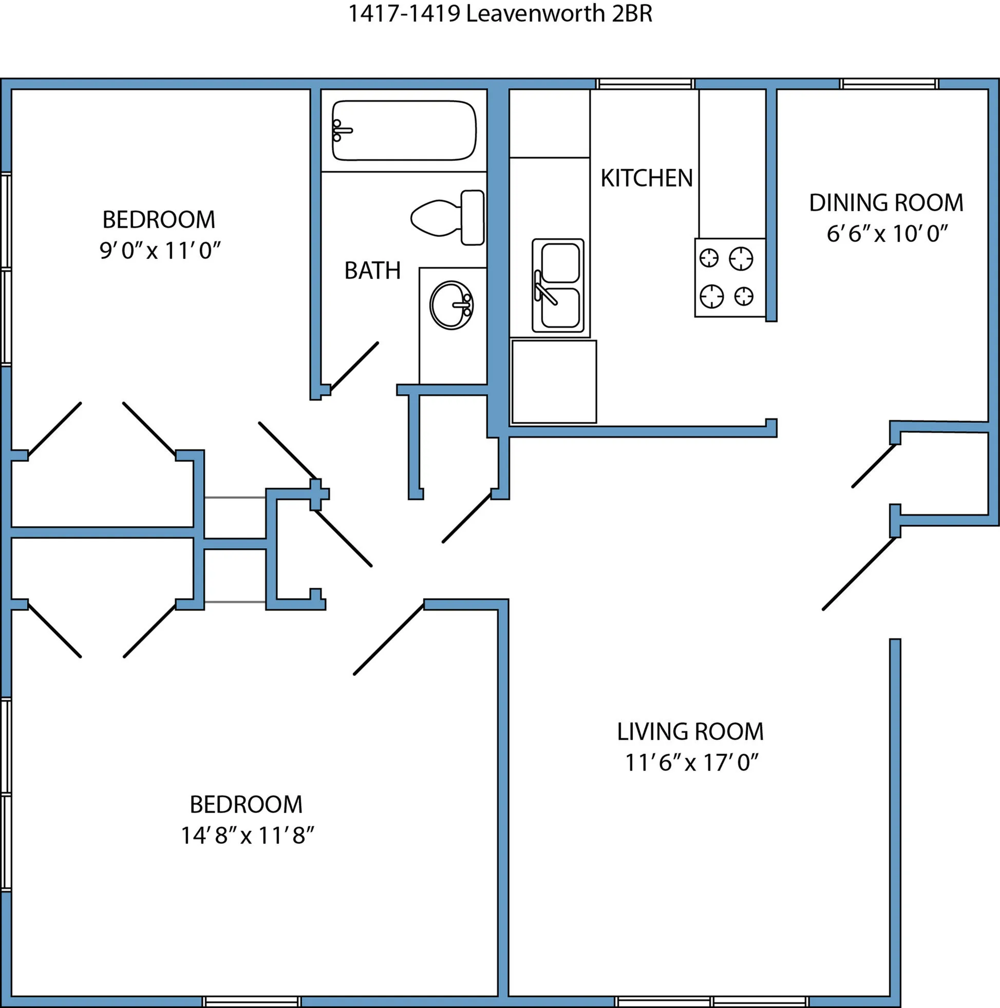 2-bed, 1-bath with washer/dryer