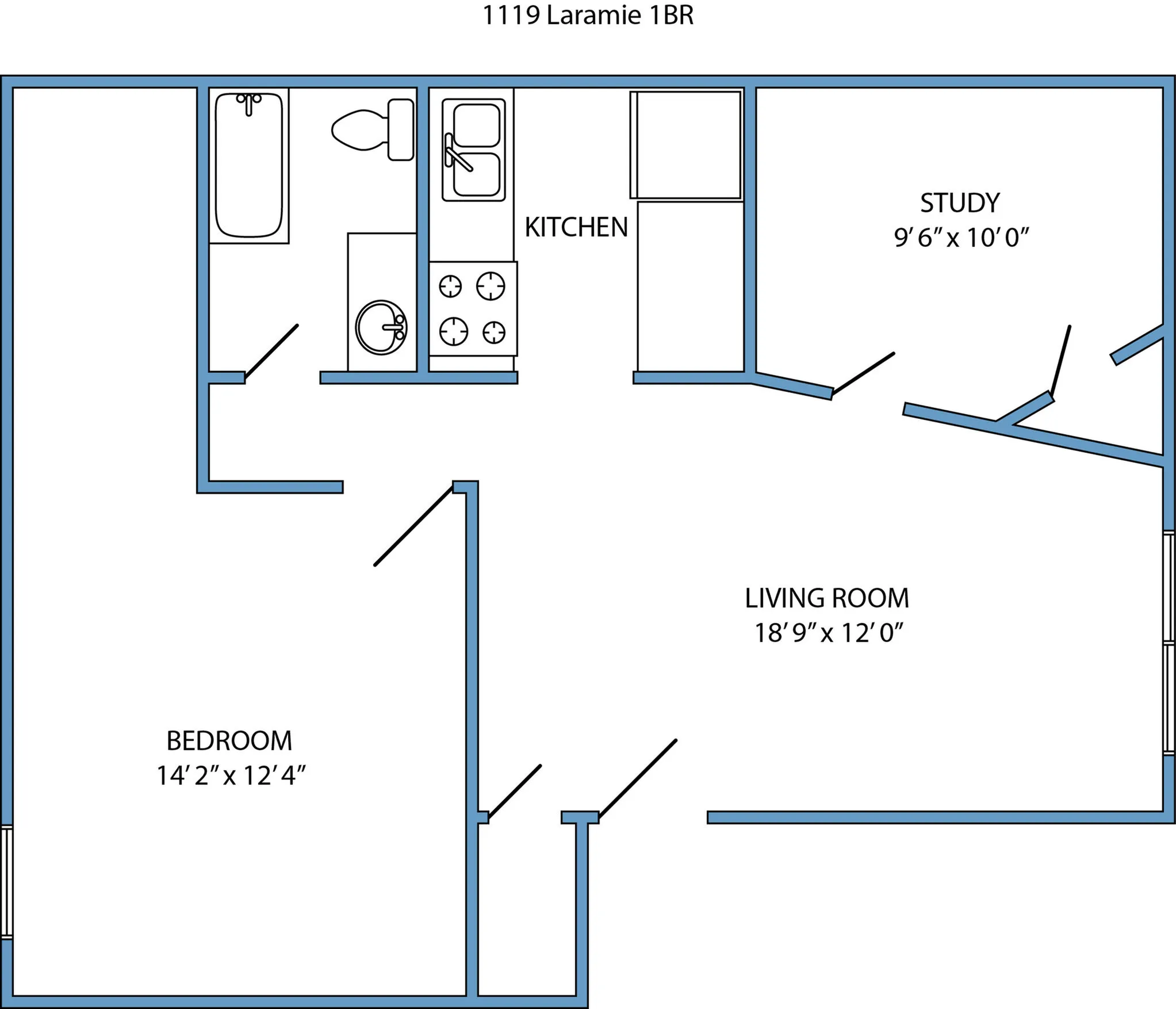 1-bed, 1-bath with study