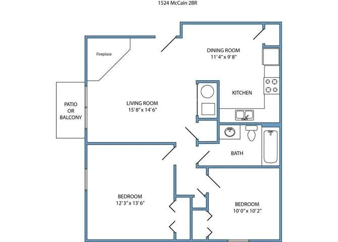2-bed, 1-bath with balcony