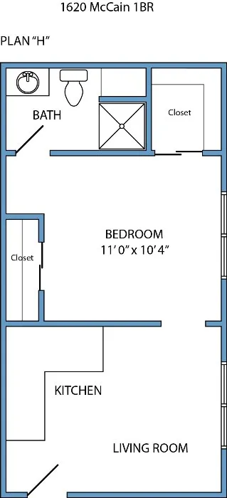 Plan H - 1-bed, 1-bath