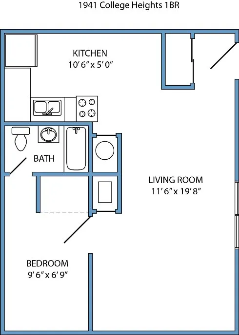 1-bed, 1-bath