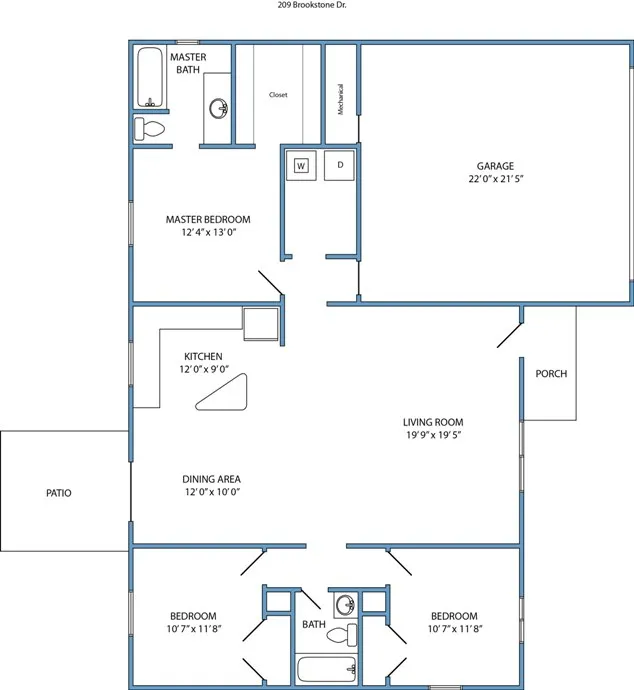 3-bed, 2-bath house
