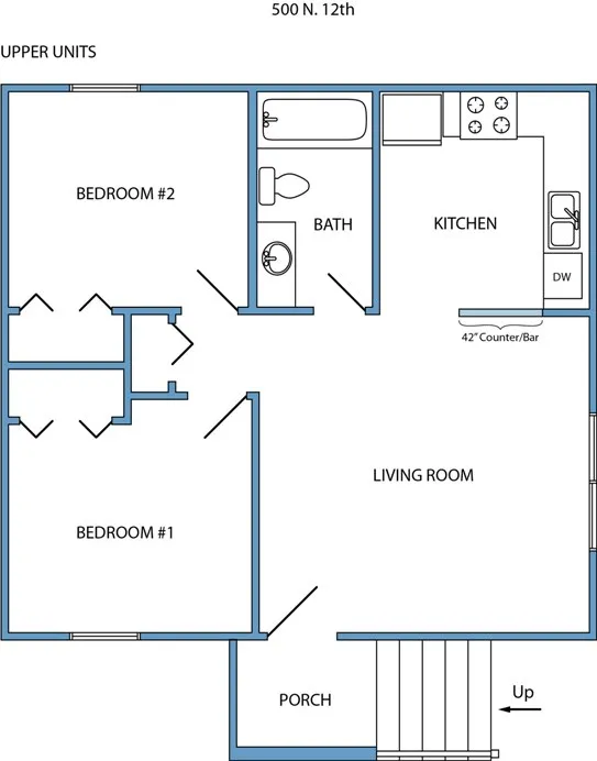 2-bed, 1-bath 2nd level