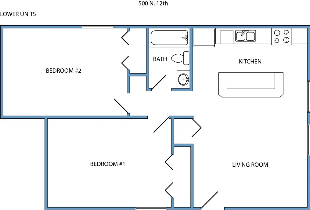 2-bed, 1-bath lower level