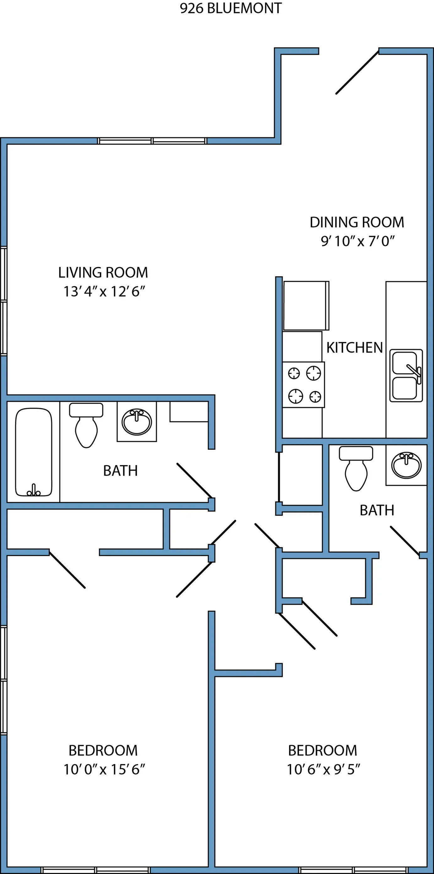2-bed, 1.5 bath