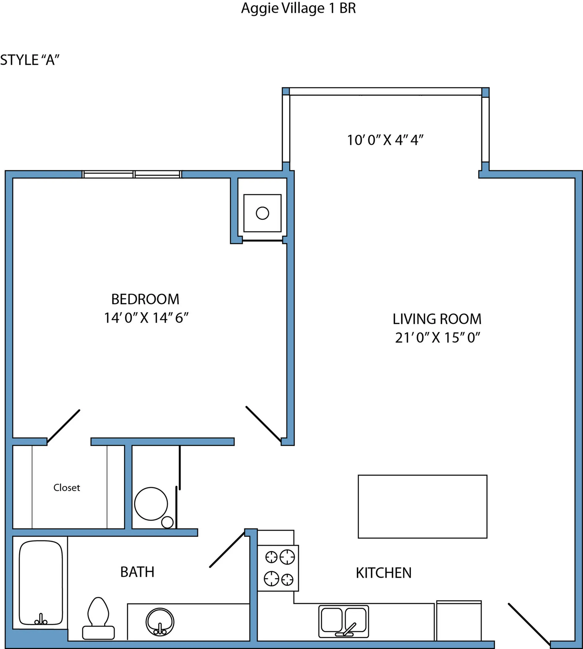 Style A - 1-bed, 1-bath with washer/dryer