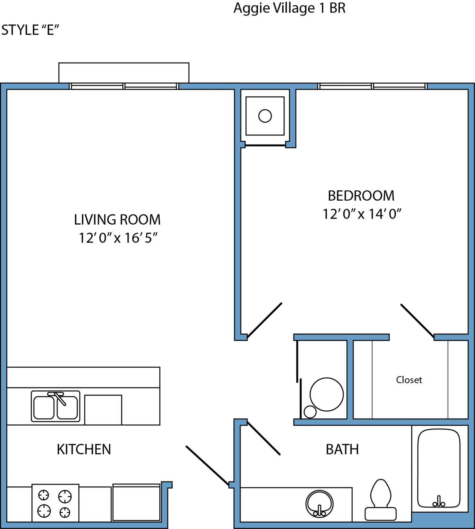 Style E - 1-bed, 1-bath