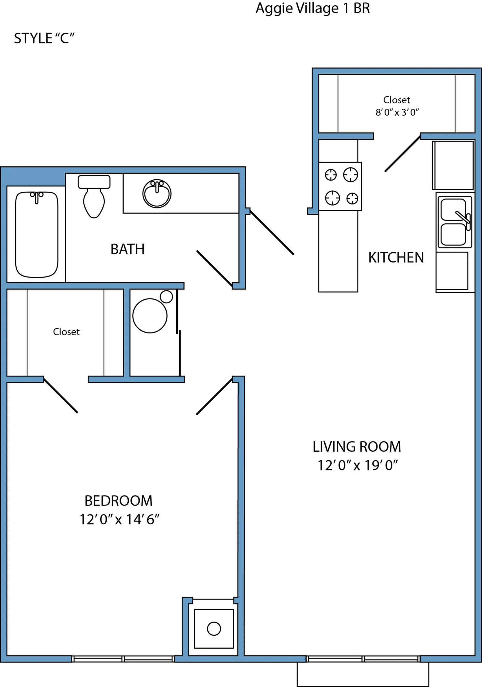 Style C - 1-bed, 1-bath