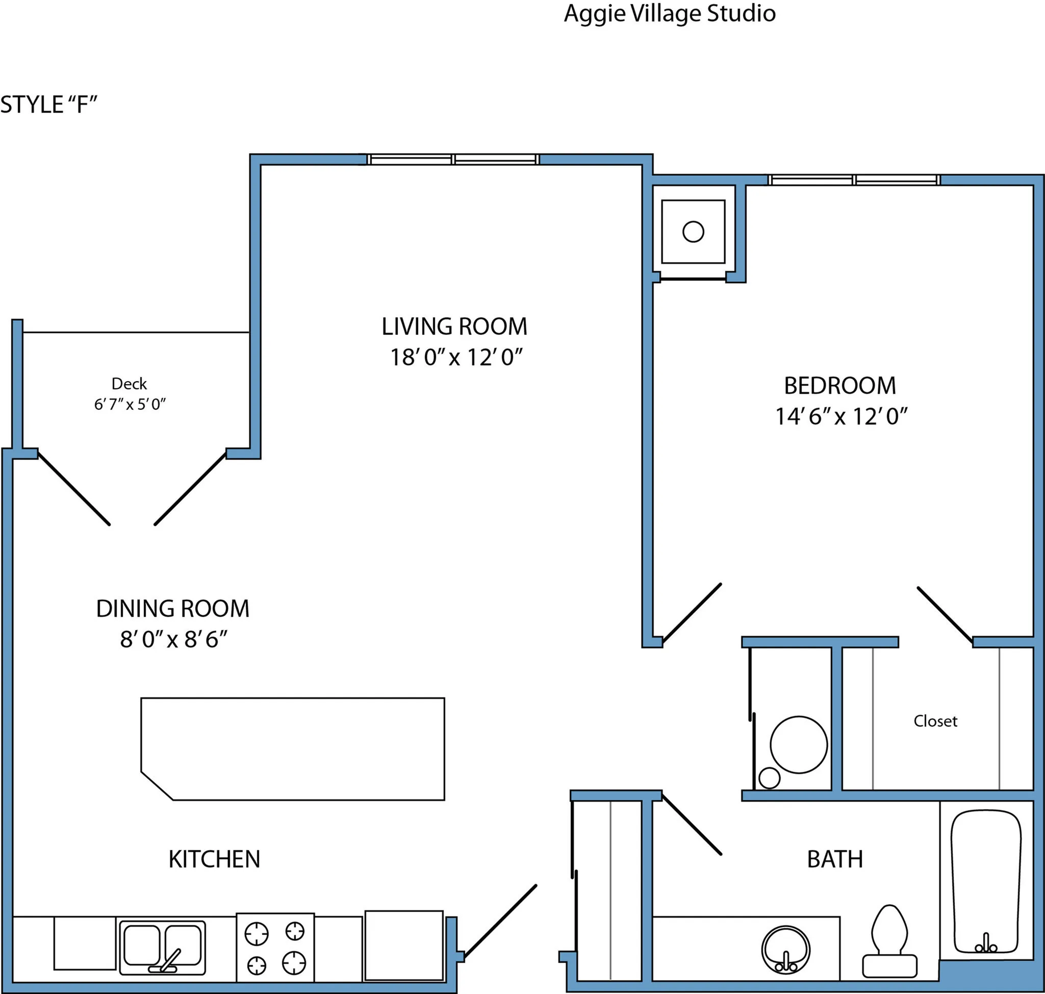 Style F - 1-bed, 1-bath