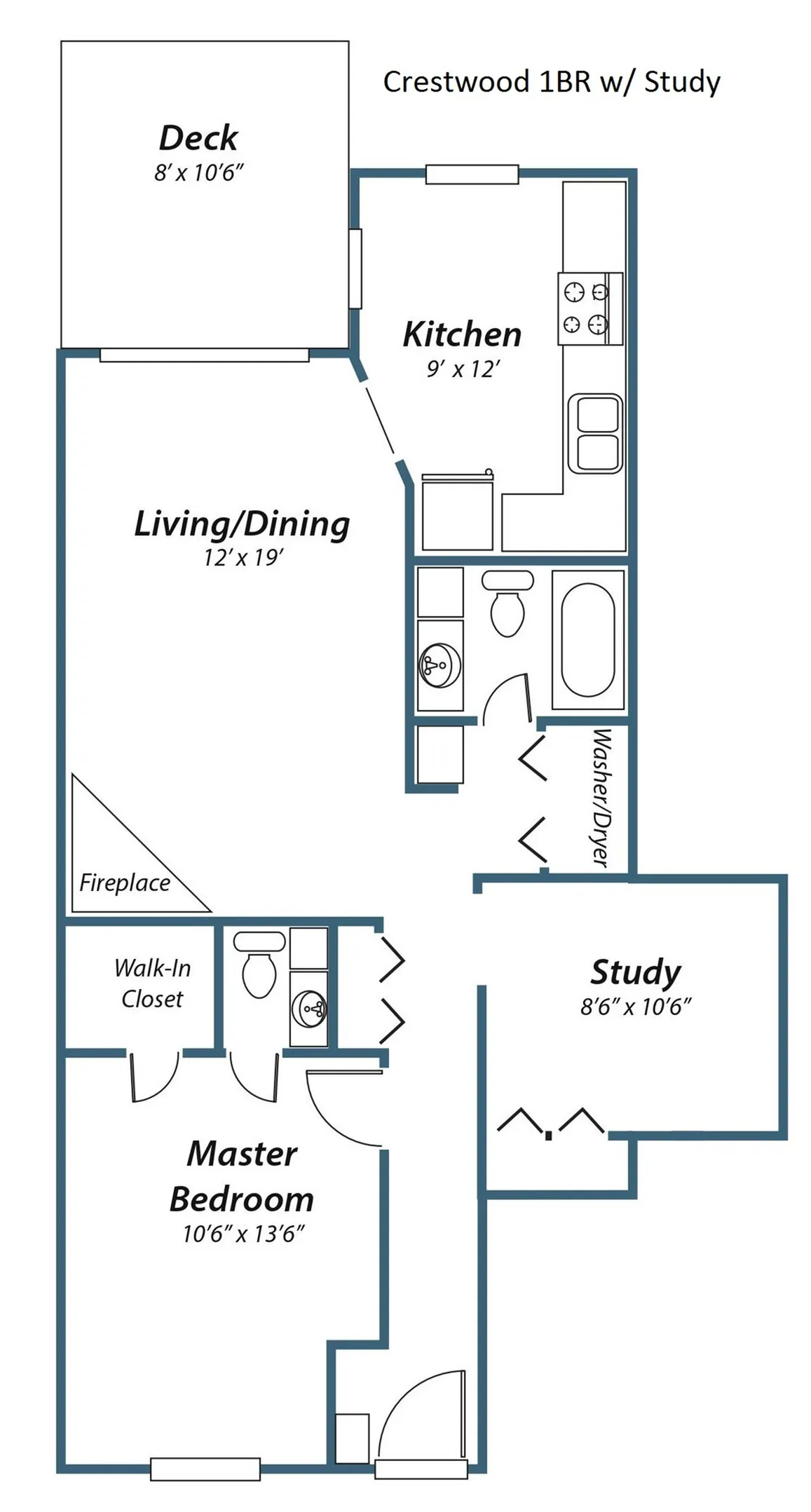 Remodeled 1-bed, 1.5 bath with fireplace