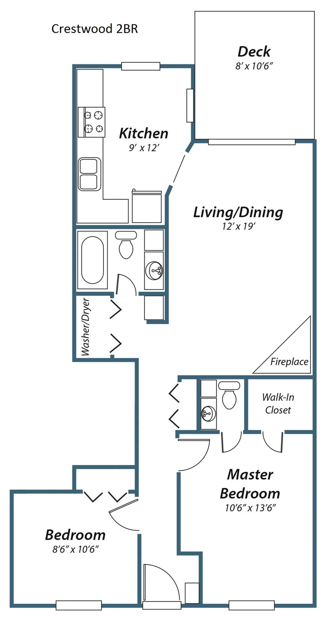 Remodeled 2-bed, 1.5 bath with fireplace