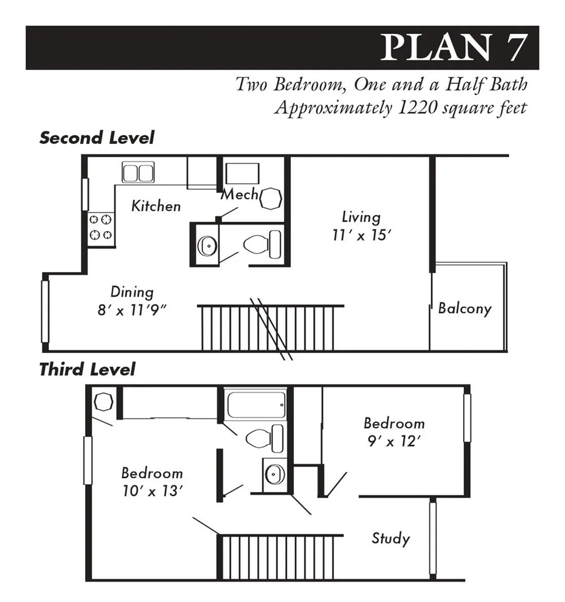 2 Bed, 1.5 Bath, No Garage, Paid Electric, Plan 7