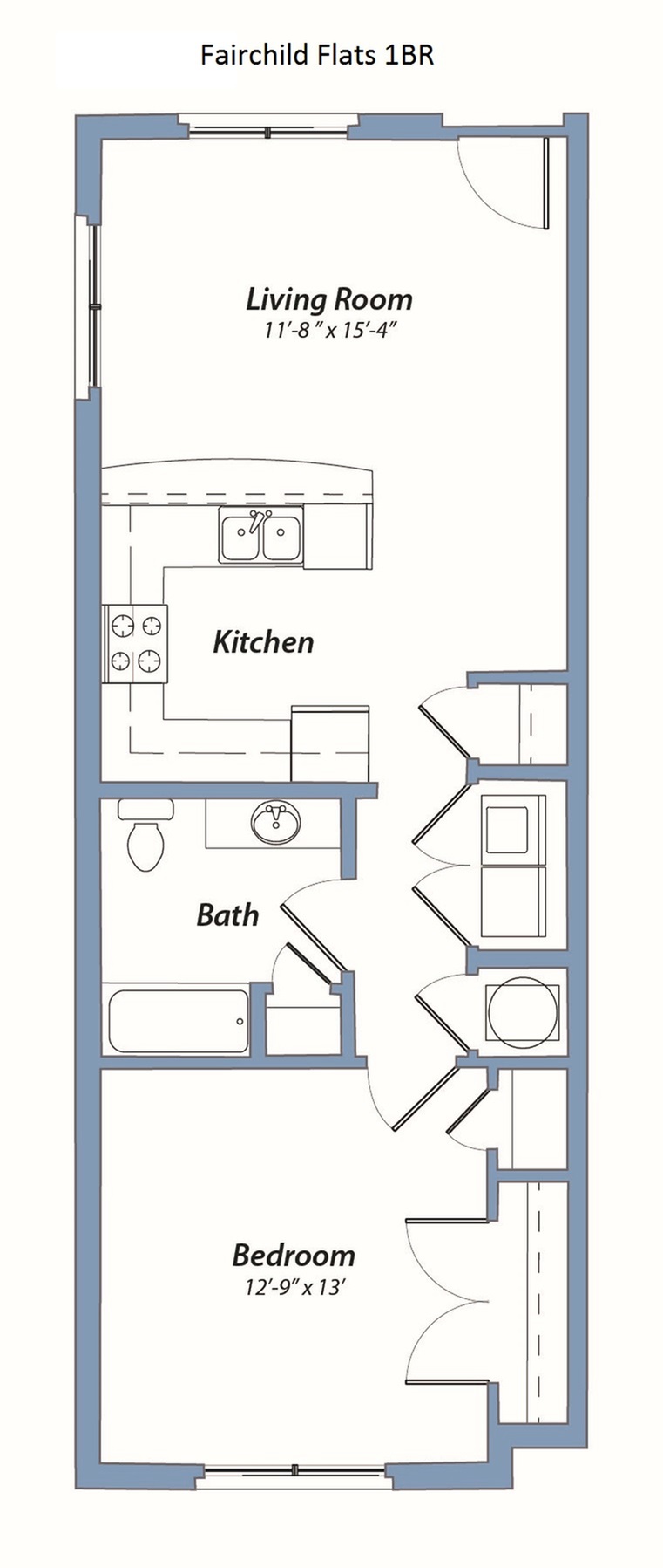 1-bed, 1-bath