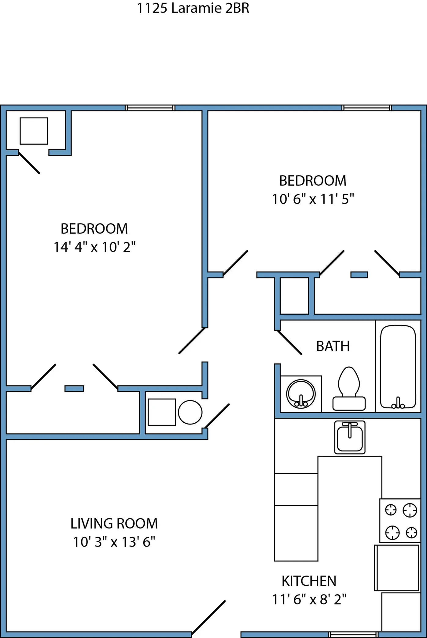 2-bed, 1-bath
