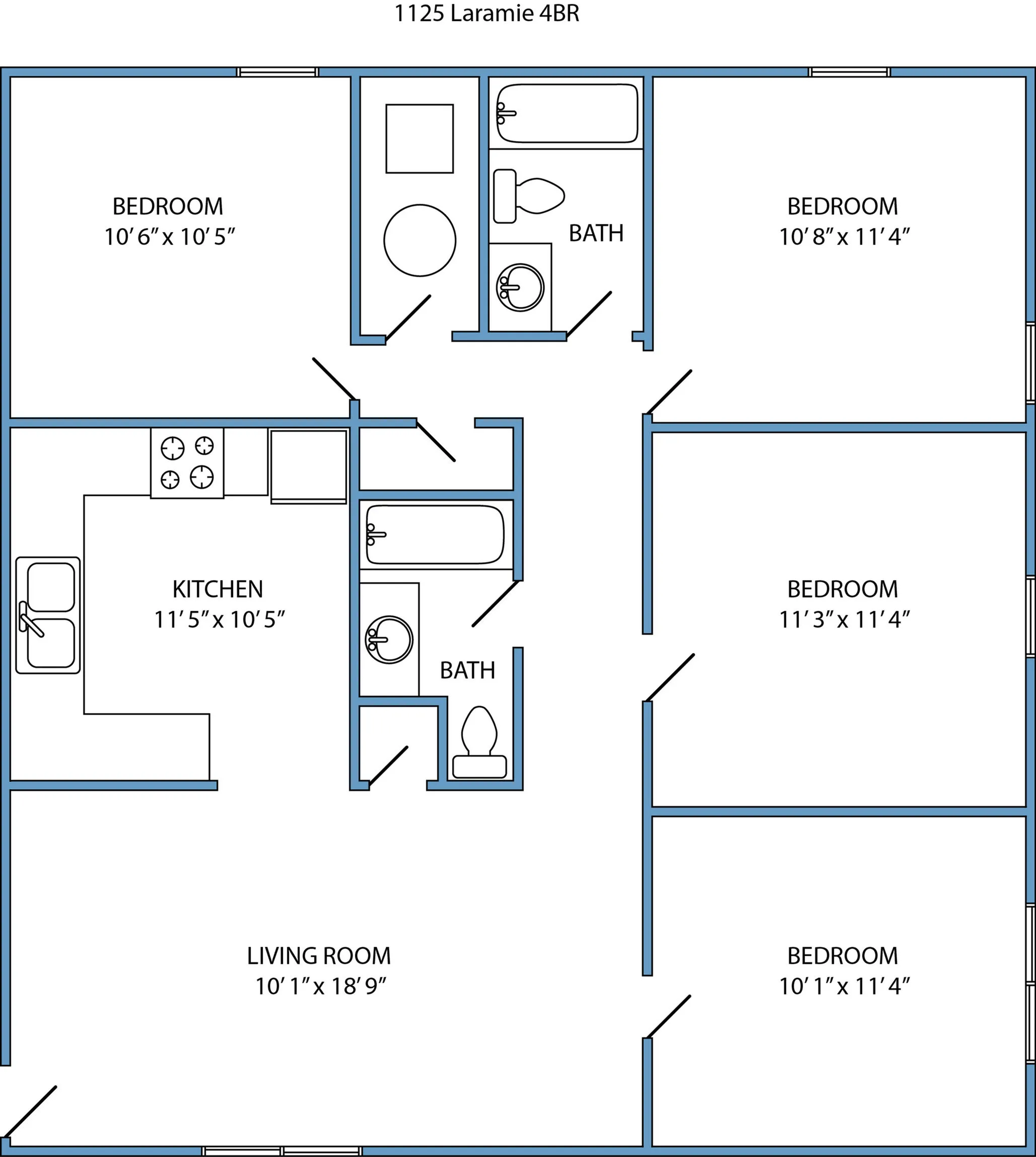 4-bed, 2-bath