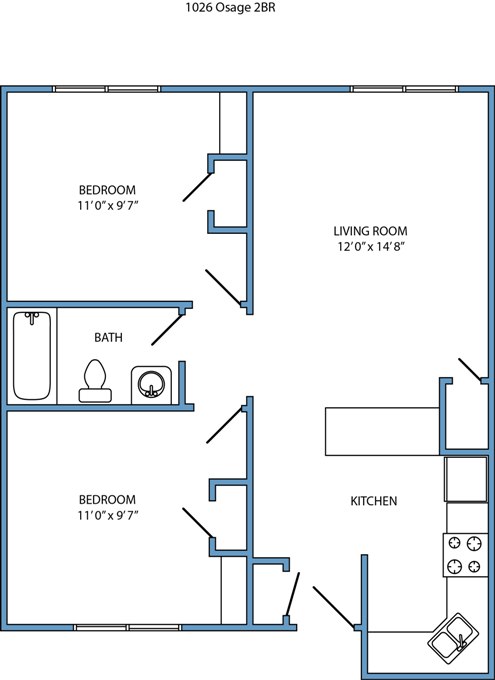2-bed, 1-bath remodeled