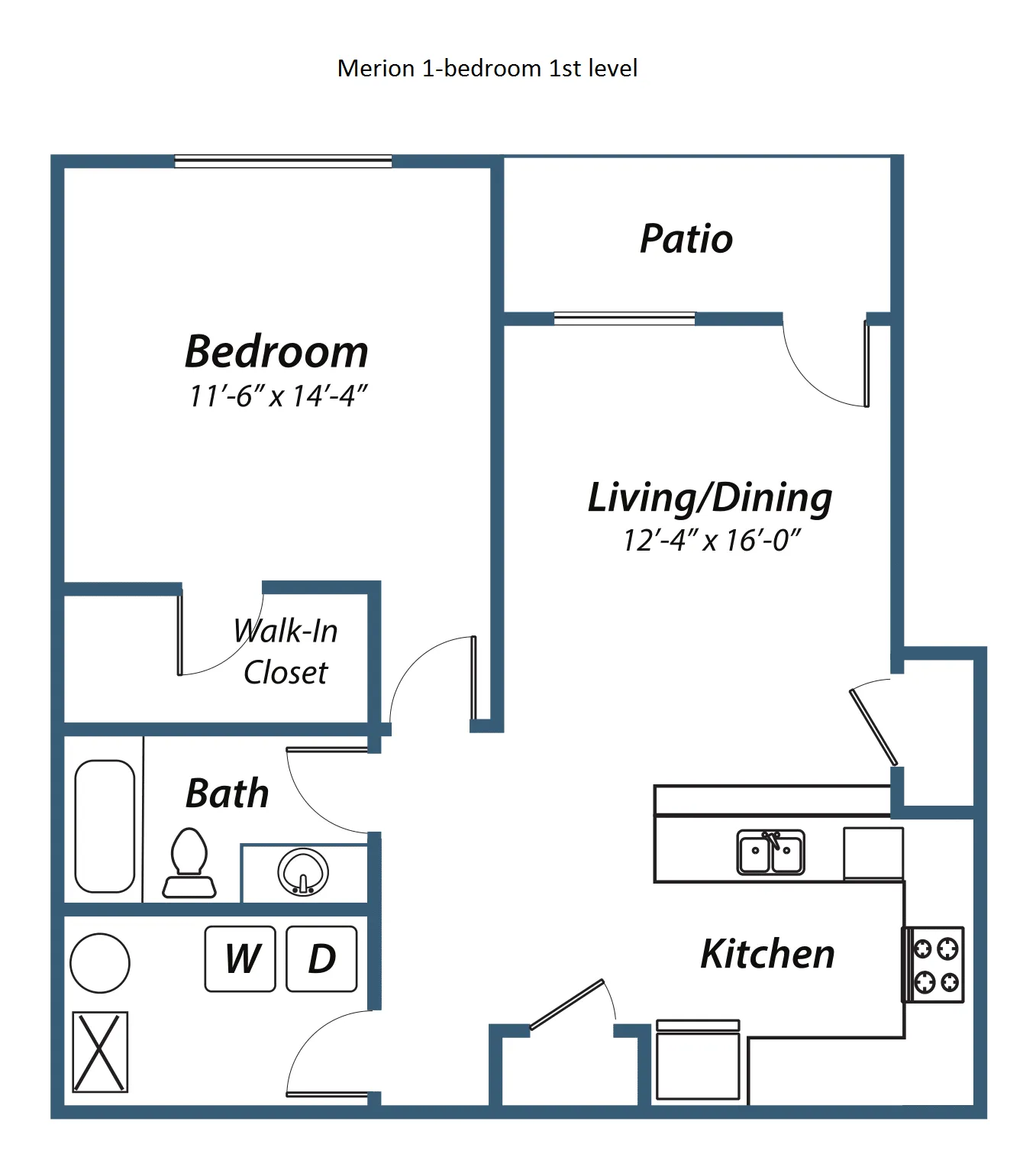 1-bed, 1-bath 1st level