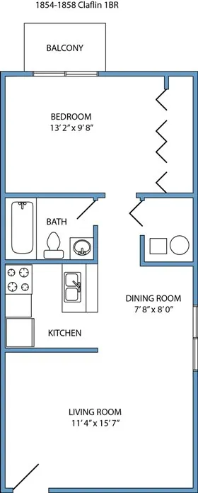 1-bed, 1-bath 2nd floor