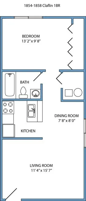 1-bed, 1-bath 1st floor