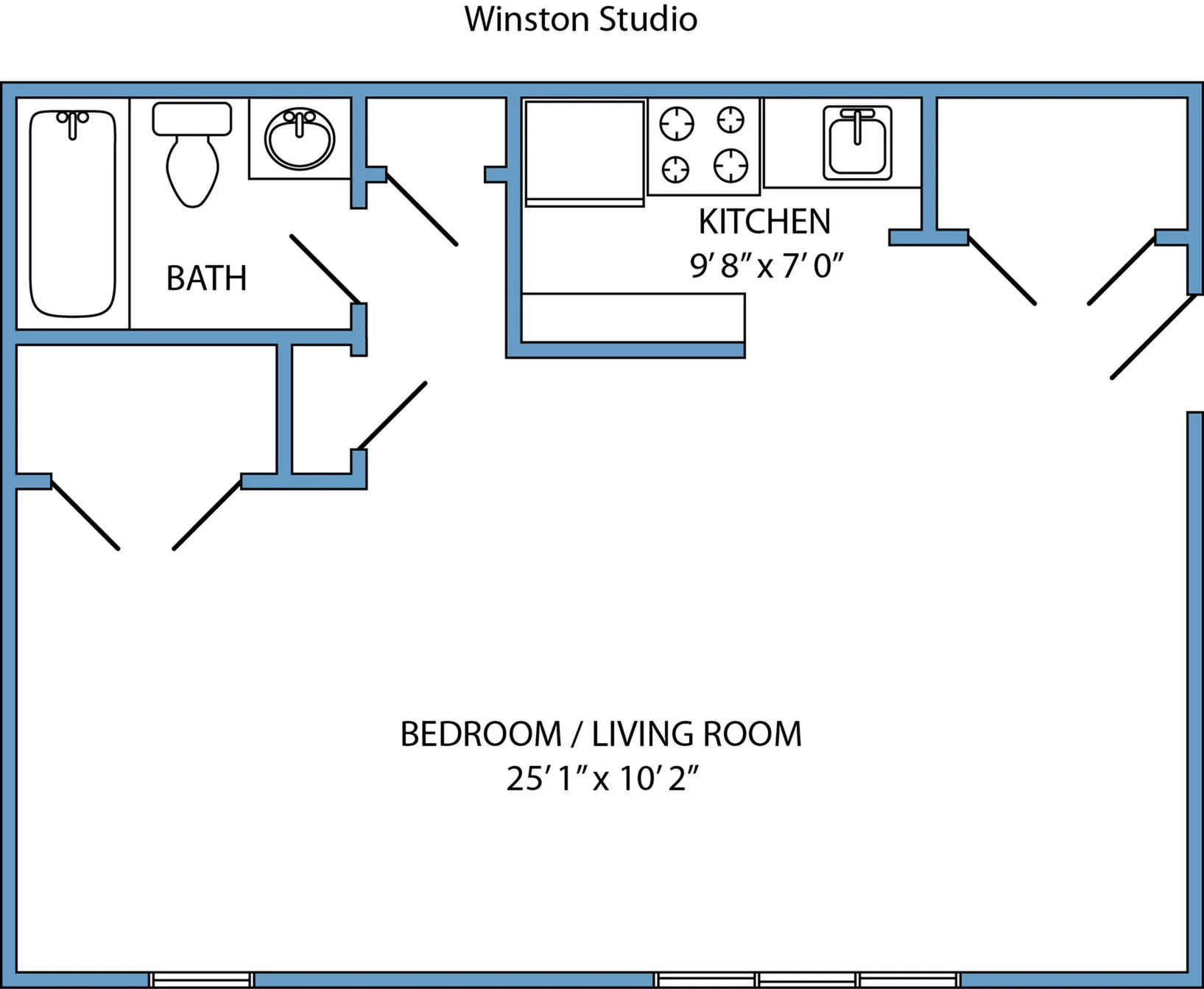Plan 1 - studio, 1 bath