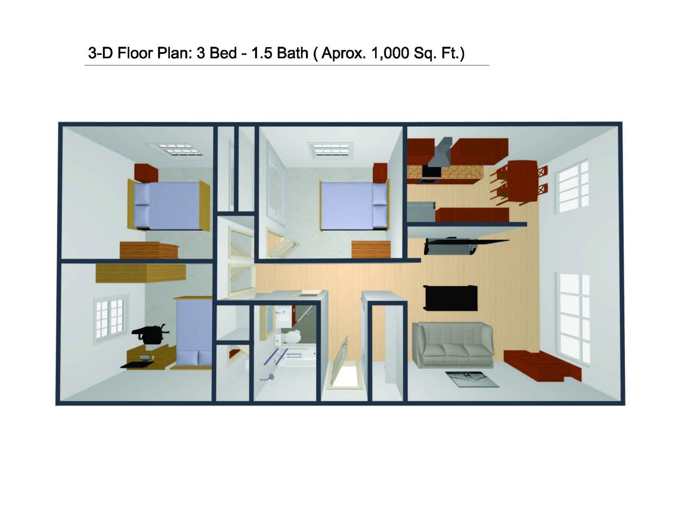 The Hawthorne – 3 BA/1.5 BA Floor Plan