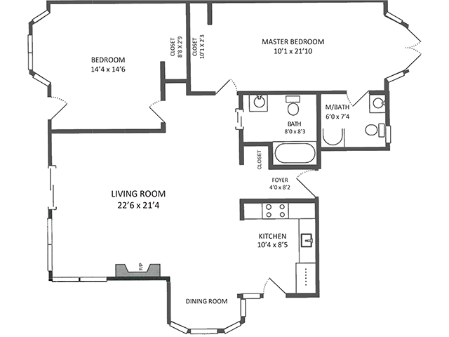 Cottage A 2BD/2BA Floor Plan