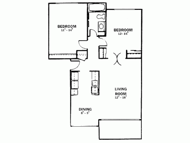 2 bedroom 1 bath- 865 sqft