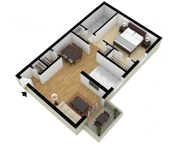 1x1 Large Floorplan